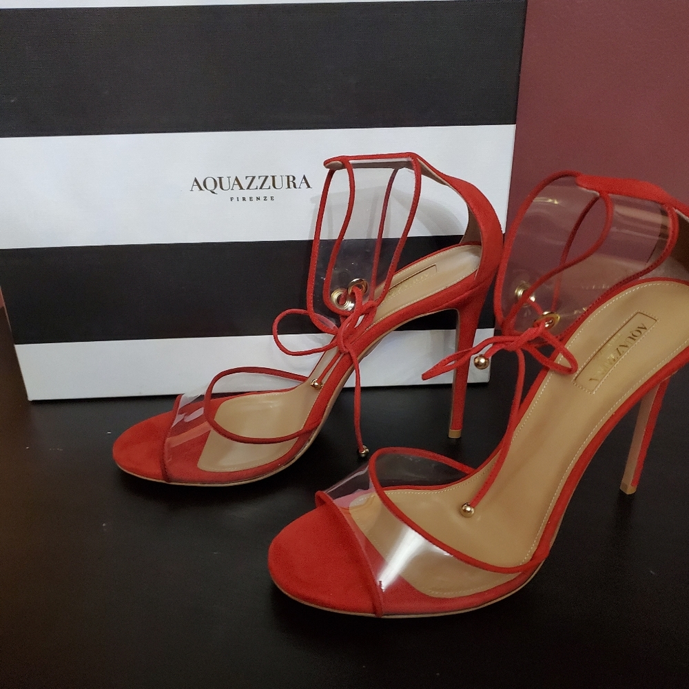 Carnation Red Aquazzura Opic Sandals 105